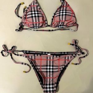 Check print bikini set